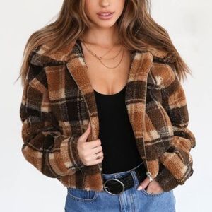 Tiger Mist Brooklyn cropped teddy jacket xs